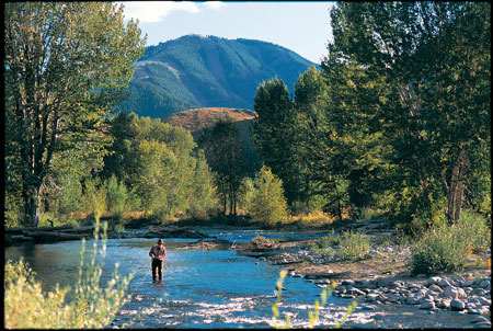 Fly-fishing is a popular Sun Valley pastime.